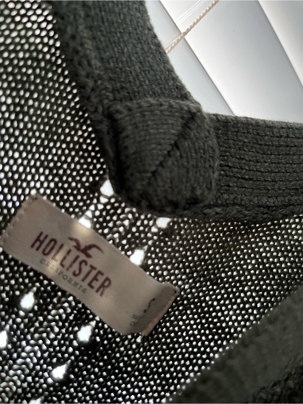 Hollister Off-the-Shoulder Knit Sweater in Dark Green